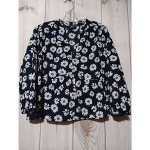 Gap Shirt Ladies Small‎ Navy Floral V-Neck Semi Sheer